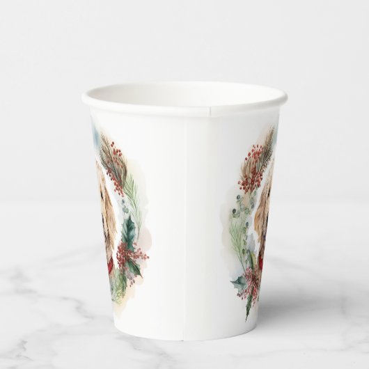 Gobelets En Papier Goldendoodle Christmas Wreath Festive Pup (Droite)