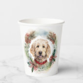 Gobelets En Papier Goldendoodle Christmas Wreath Festive Pup (Recto)