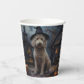 Gobelets En Papier Goldendoodle Citrouille Halloween effrayant (Verso)