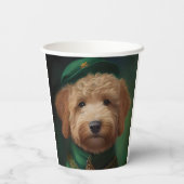 Gobelets En Papier Goldendoodle Dog en tenue de la Saint Patrick (Verso)