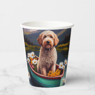Gobelets En Papier Goldendoodle on a Paddle : Une aventure Pittoresqu
