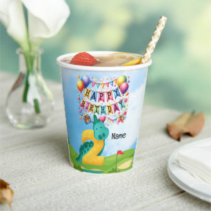 Gobelets En Papier Golf 2ème anniversaire thème pour le golfeur enfan