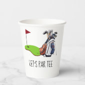 Gobelets En Papier Golf Let’s Par avec drapeau de golf sur vert blanc (Recto)
