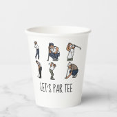 Gobelets En Papier Golf Let’s Par avec drapeau de golf sur vert blanc (Recto)