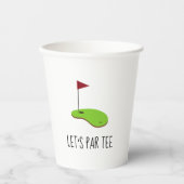 Gobelets En Papier Golf Let’s Par avec drapeau de golf sur vert blanc (Recto)