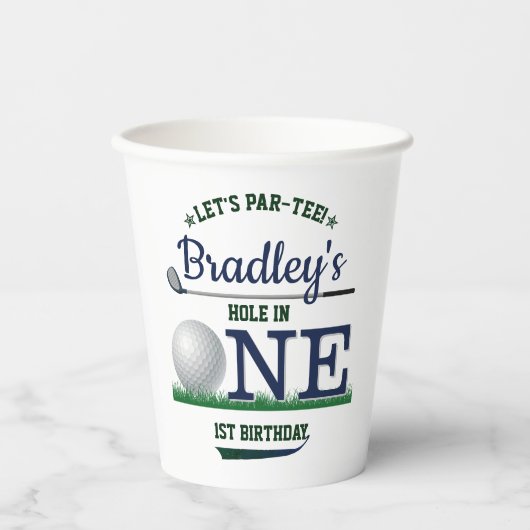 Gobelets En Papier Golf PAR-TEE 1er anniversaire (Recto)