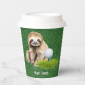 Gobelets En Papier Golf Sloth Golfer à l'herbe verte (Recto)