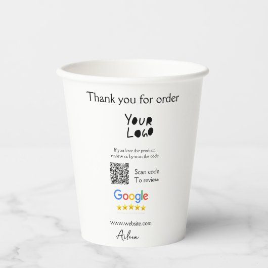 Gobelets En Papier Google examen logo entreprise site Web scanner cod (Recto)