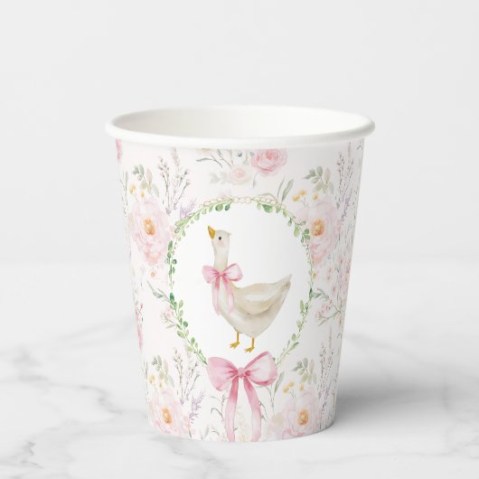 Gobelets En Papier Goose Blush rose élégant Bow Pastel Anniversaire (Verso)