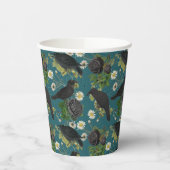 Gobelets En Papier Goth Crows et Roses noirs Profond Turquoise Motif (Gauche)