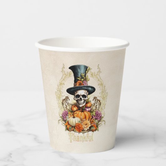 Gobelets En Papier Goth Déplaisant Skeleton Merci (Recto)