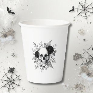 Gobelets En Papier Gothique Crâne Floral Halloween