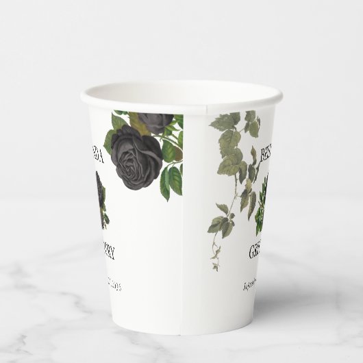 Gobelets En Papier Gothique Halloween Rose noir Mariage blanc (Droite)