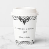 Gobelets En Papier Gothique Moth Mariage crâne - noir et blanc (Verso)