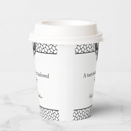 Gobelets En Papier Gothique Moth Mariage crâne - noir et blanc (Droite)