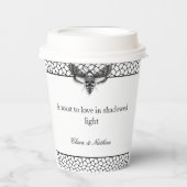 Gobelets En Papier Gothique Moth Mariage crâne - noir et blanc (Recto)