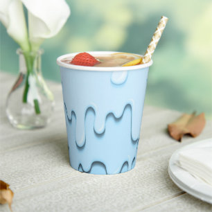 Gobelets En Papier gouttes de liquide bleu