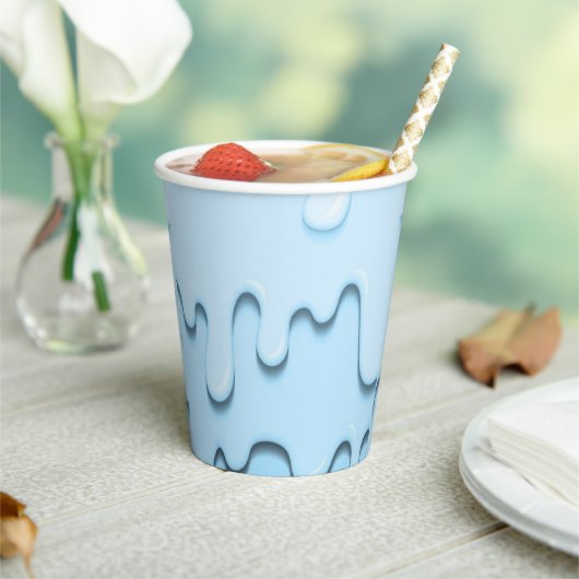 Gobelets En Papier gouttes de liquide bleu (Insitu)