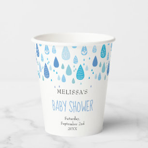 Gobelets En Papier Gouttes de pluie bleues modernes pour Baby Shower