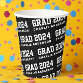 Gobelets En Papier Grad année 2024 nom du diplômé noir blanc