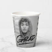 Gobelets En Papier Grad Dashed Grad Black Photo Grad Graduation (Recto)