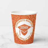Gobelets En Papier Grad Glam Orange Casquette Chic Elegant School Par (Recto)