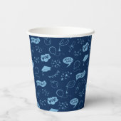 Gobelets En Papier Grad Party Doodle Icône Motif Navy Blue (Verso)