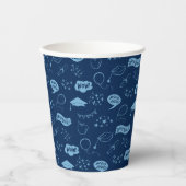 Gobelets En Papier Grad Party Doodle Icône Motif Navy Blue (Recto)