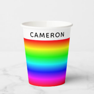 Gobelets En Papier Gradient arc-en-ciel personnalisé avec nom