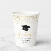 Gobelets En Papier Graduate Gold Parties scintillant Confetti Graduat (Verso)