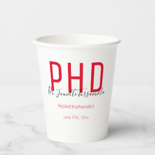 Gobelets En Papier Graduate Graduation Rouge PhD Coupes papier de par