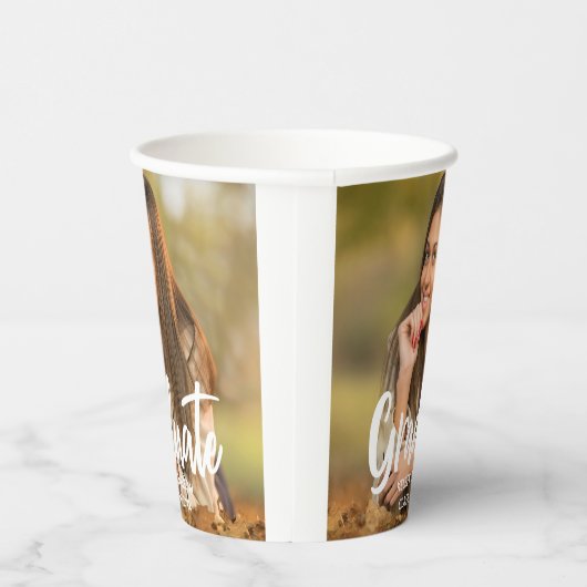 Gobelets En Papier Graduate Photo Bold Script Custom Graduate Party (Droite)