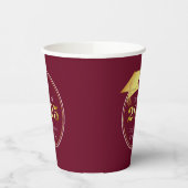 Gobelets En Papier Graduation 2025 Faux Metallic Gold Maroon (Gauche)