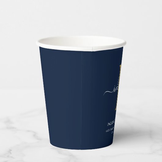 Gobelets En Papier Graduation 2025 Monogramme Nom du script Grad Part (Droite)