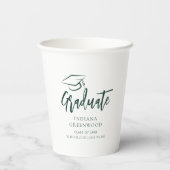 Gobelets En Papier Graduation 2025 Script Vert Parti Personnalisé (Verso)
