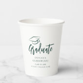 Gobelets En Papier Graduation 2025 Script Vert Parti Personnalisé (Recto)