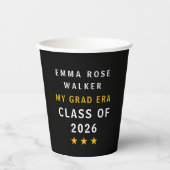Gobelets En Papier Graduation 2026 Name Custom Black Gold Paper Cups (Recto)