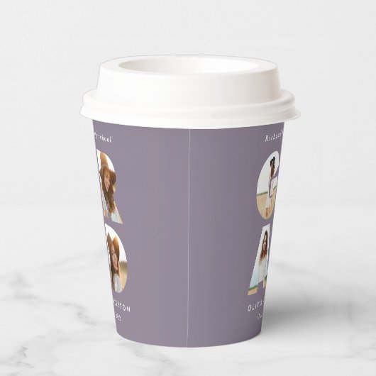 Gobelets En Papier Graduation 4 photo moderne personnalisé violet chi (Droite)