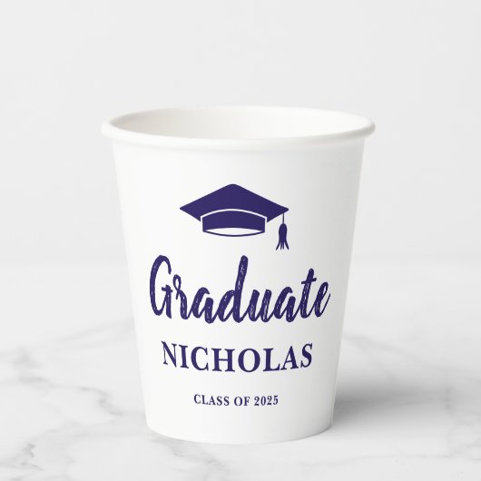 Gobelets En Papier Graduation bleue (Recto)