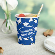 Graduation Caps Bleu et Blanc Personnalisé Parti