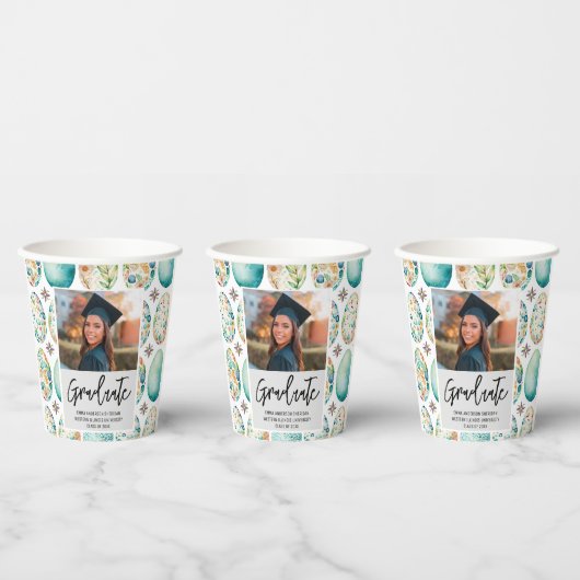 Gobelets En Papier Graduation de la photo de script moderne (Multi)