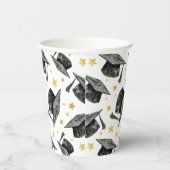 Gobelets En Papier Graduation d'étoiles d'or moderne - Black & White  (Droite)