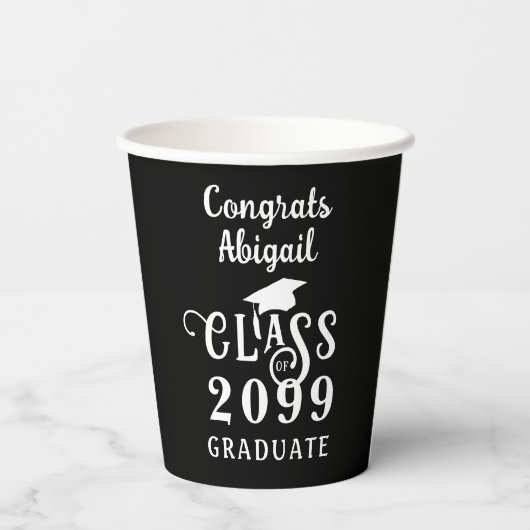 Gobelets En Papier Graduation Fancy Classe Année Personnalisée Person (Verso)
