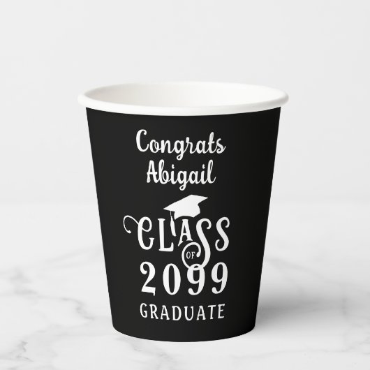 Gobelets En Papier Graduation Fancy Classe Année Personnalisée Person (Recto)