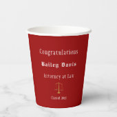 Gobelets En Papier Graduation Gold Scales of Justice Red (Verso)