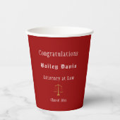 Gobelets En Papier Graduation Gold Scales of Justice Red (Recto)