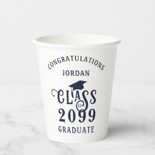 Gobelets En Papier Graduation Marine Classe Bleue Année Nom du congrè