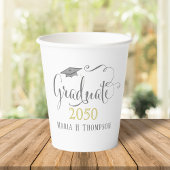Gobelets En Papier Graduation Moderne Élégant Script Mortarboard Or