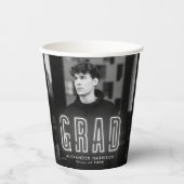 Gobelets En Papier Graduation moderne en néon blanc (Recto)