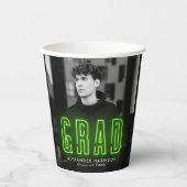 Gobelets En Papier Graduation moderne Lime Green Neon (Recto)